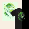 Glow in the Dark DTF T Shirt Transfer – Neon green monkey design glowing effect on black T shirt