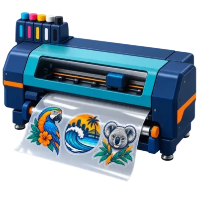DTF printer producing colourful custom transfers in Coorparoo