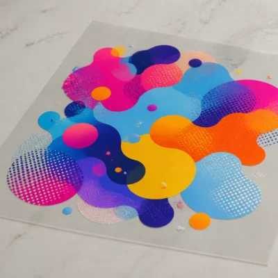 Custom DTF cut sheet transfer ready to press.