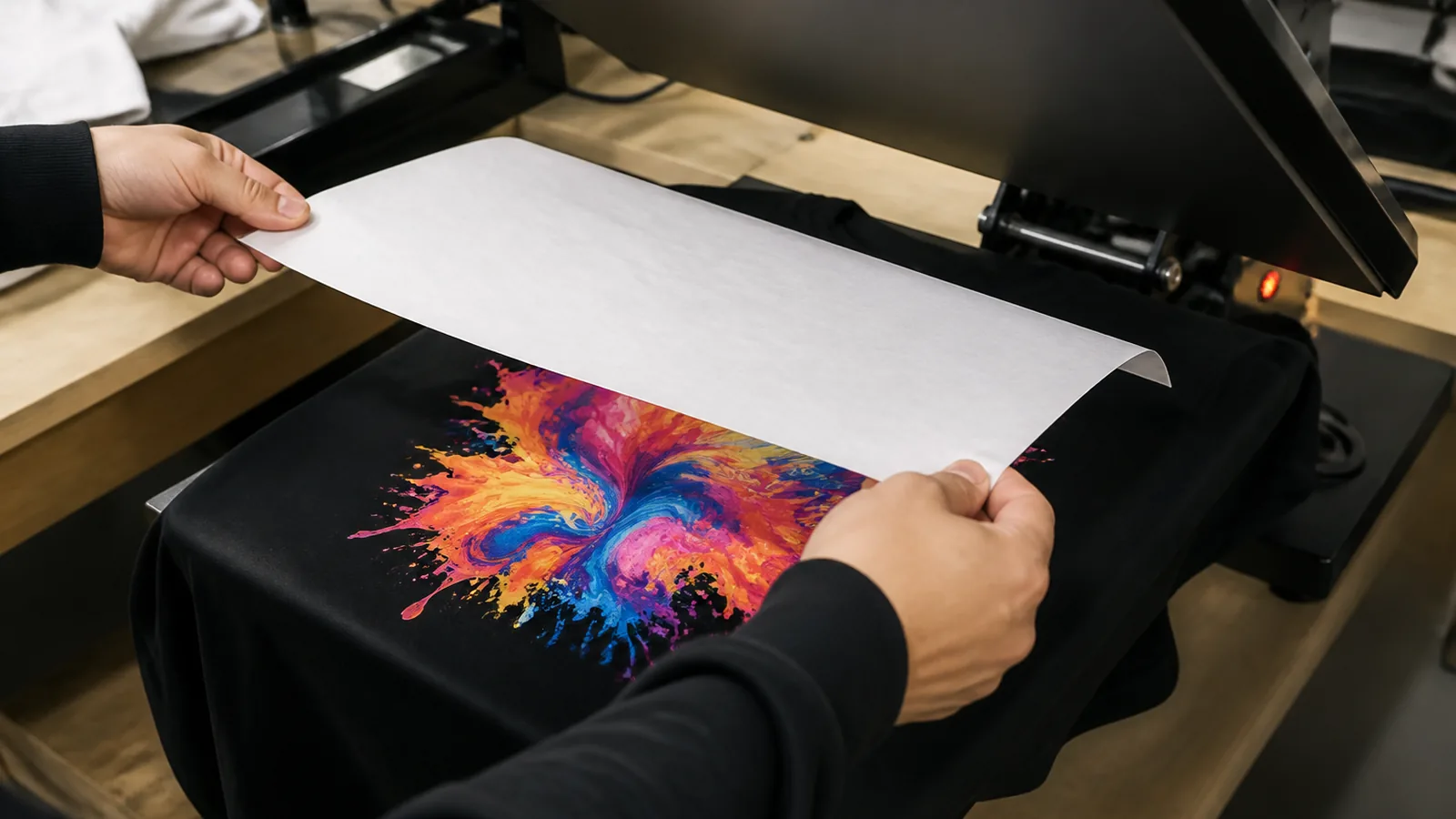 Cover sheet and second press to finish the DTF print