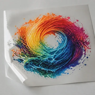 Heat-press ready DTF transfer on Hot Insta Peel film.